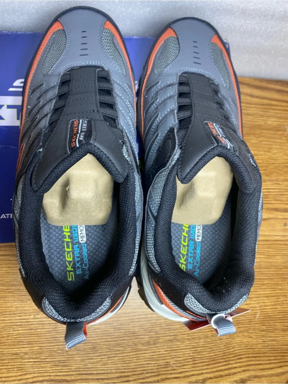Skechers After Burn Memory Foam Shoes Black Gray Mens Size 11 Extra Wide Fit New